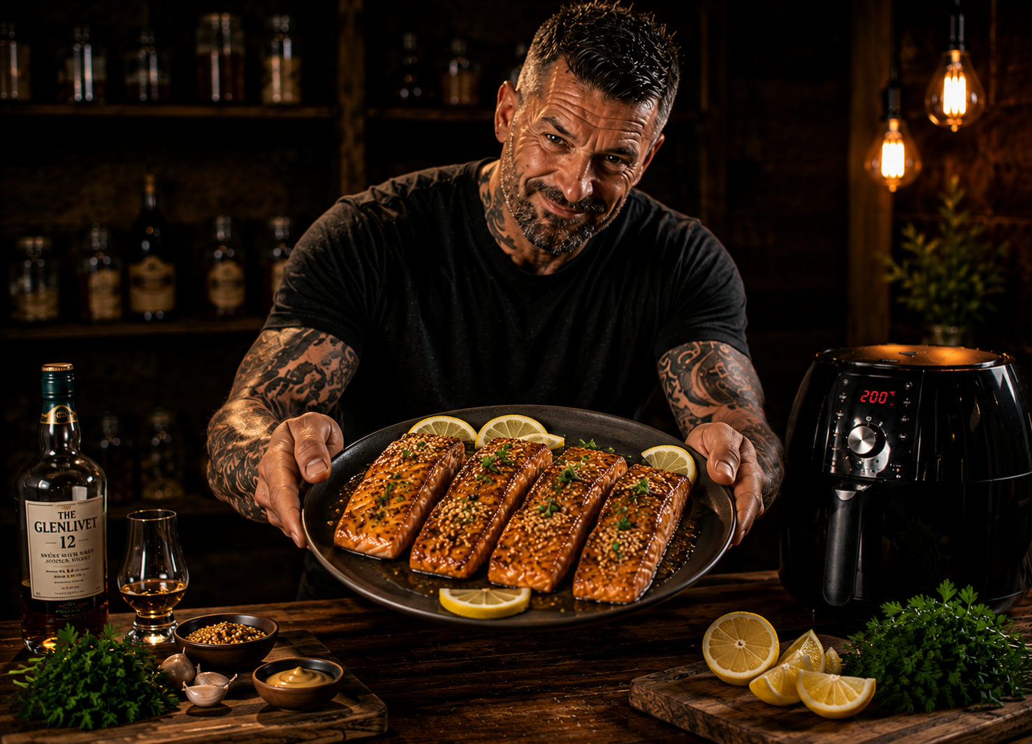 Air-Fryer Scottish Whisky Mustard Salmon Fillets